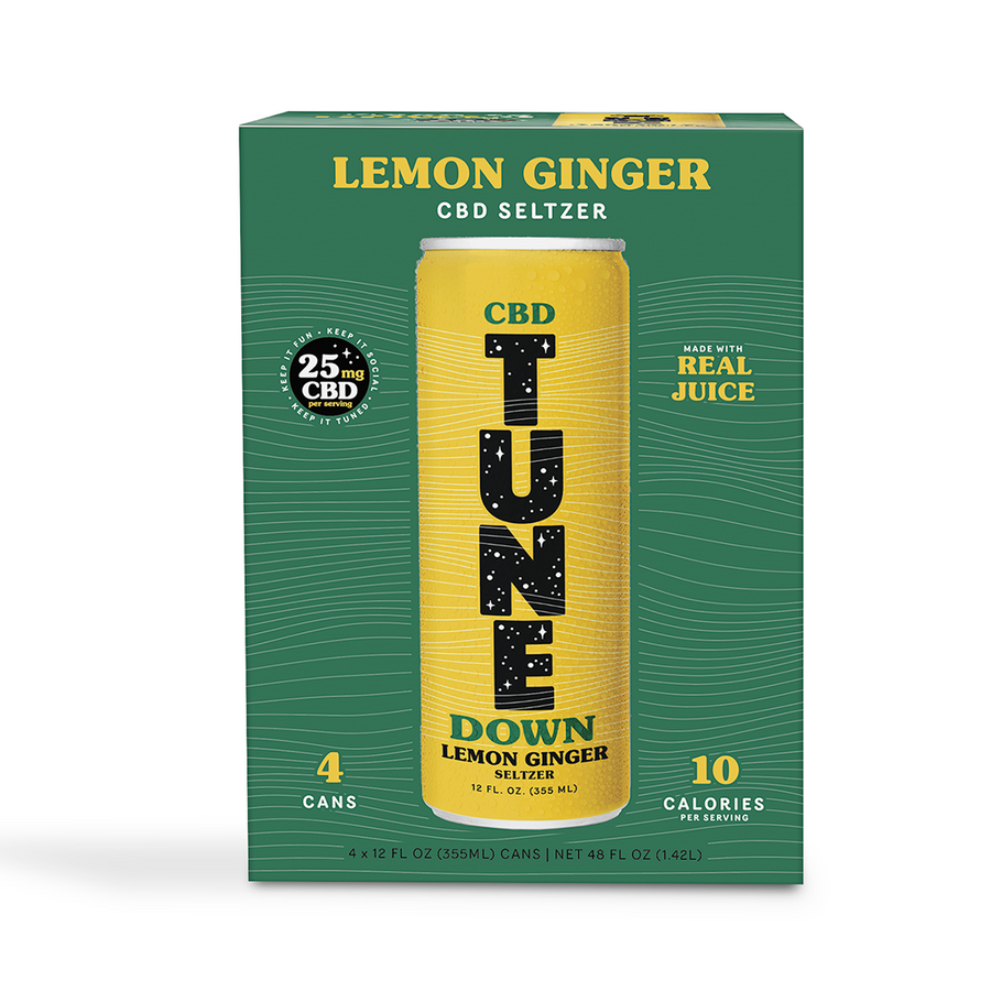 TUNE DOWN - Lemon Ginger CBD Seltzer (4 pack) - Head & Heal