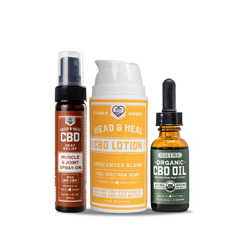 The Relief Kit / 1200mg CBD oil w/ Lotion + Spray | Head &amp; Heal